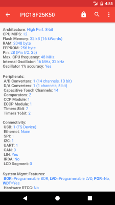 Screenshot of the application PICmicro Database - #2