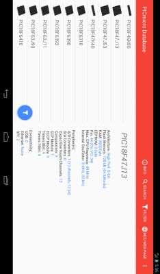 Screenshot of the application PICmicro Database - #7