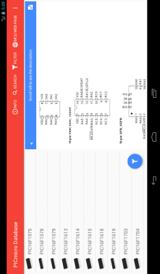 Screenshot of the application PICmicro Database - #9