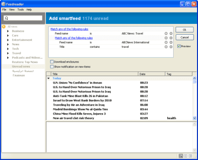 Screenshot of the application FeedReader - #2