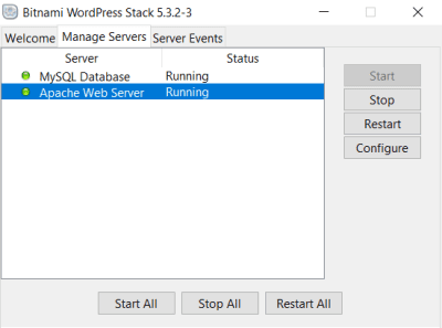 Screenshot of the application BitNami WordPress Stack - #2