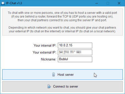Screenshot of the application IP-Chat - #2