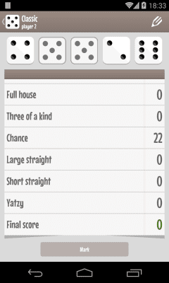 Screenshot of the application Yatzy (dice game) - #5