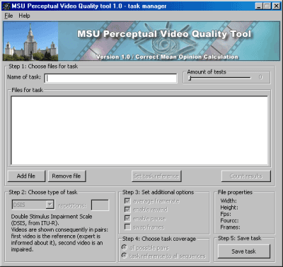 Screenshot of the application MSU Perceptual Video Quality Tool - #2
