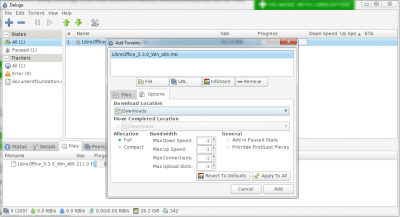 Screenshot of the application Deluge - #2