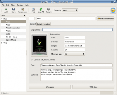 Screenshot of the application GCstar - #2