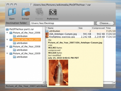 Screenshot of the application Zipeg - #2