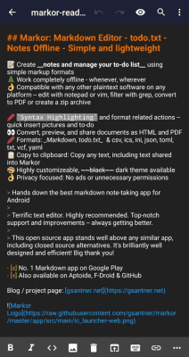 Screenshot of the application Markor: Markdown Editor - #2