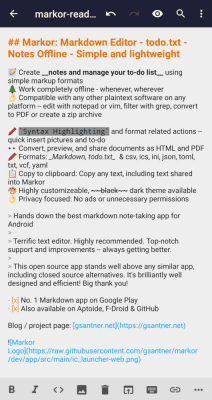 Screenshot of the application Markor: Markdown Editor - #3