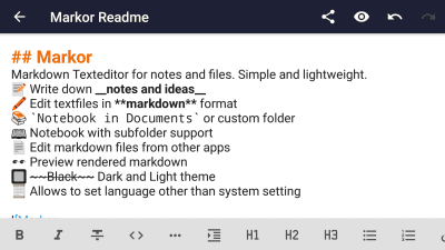 Screenshot of the application Markor: Markdown Editor - #9