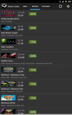 Screenshot of the application Steam Sales - #7