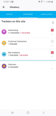 Screenshot of the application Ghostery Privacy Browser - #2
