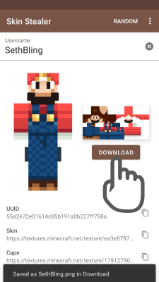 Screenshot of the application Skin Stealer for Minecraft - #3