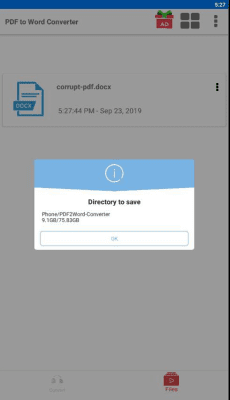 Screenshot of the application PDF to Word Converter - #3