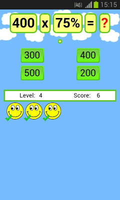 Screenshot of the application Math Percent Game - #1