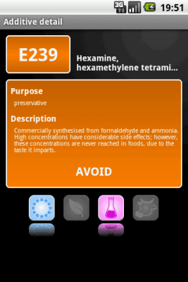 Screenshot of the application E-inspect Food additives - #5
