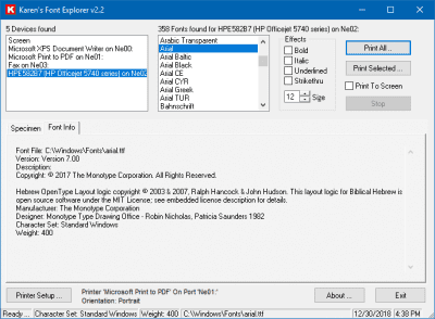 Screenshot of the application Font Explorer - #2