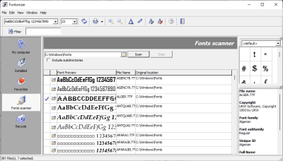 Screenshot of the application Fontonizer - #2