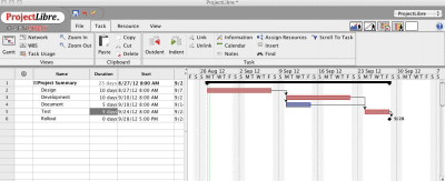 Screenshot of the application ProjectLibre - #4