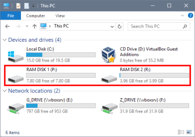 Screenshot of the application SoftPerfect RAM Disk - #3