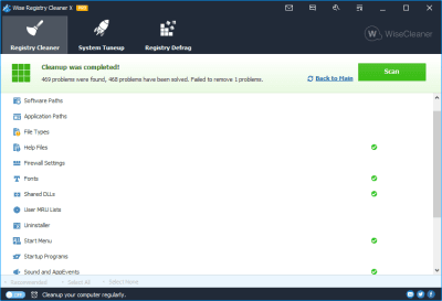 Screenshot of the application Wise Registry Cleaner Portable - #3