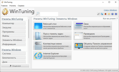 Screenshot of the application WinTuning 7 - #5