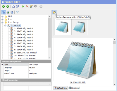 Screenshot of the application Resource Tuner - #3