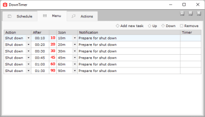 Screenshot of the application DownTimer - #2