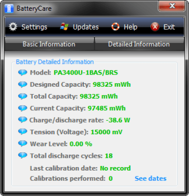 Screenshot of the application BatteryCare - #2