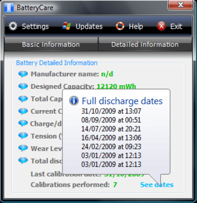 Screenshot of the application BatteryCare - #8