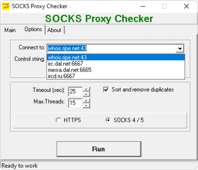 Screenshot of the application SOCKS Proxy Checker - #3