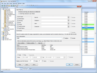 Screenshot of the application Event Log Explorer - #5