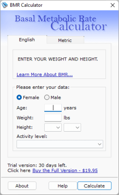 Screenshot of the application BMR Calculator - #1