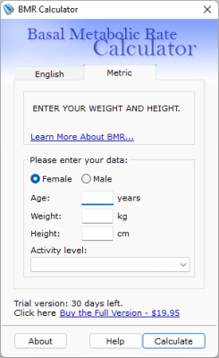 Screenshot of the application BMR Calculator - #2