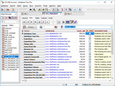 Screenshot of the application Database Tour - #3