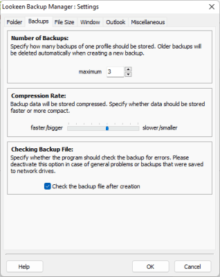 Screenshot of the application Lookeen Backup - #2
