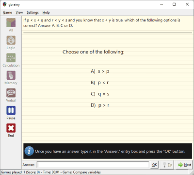 Screenshot of the application GBrainy - #2