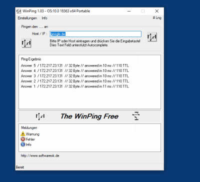 Screenshot of the application WinPing - #2