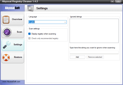Screenshot of the application Abyssal Registry Cleaner - #3