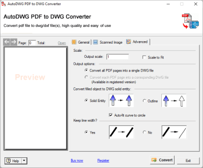 Screenshot of the application PDF to DXF Converter 2012 - #3