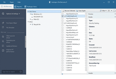 Screenshot of the application Auslogics Fle Recovery - #3