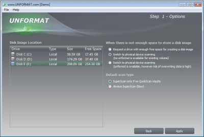Screenshot of the application UNFORMAT - #2