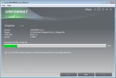 Screenshot of the application UNFORMAT - #3