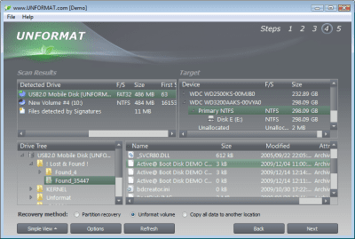 Screenshot of the application UNFORMAT - #5