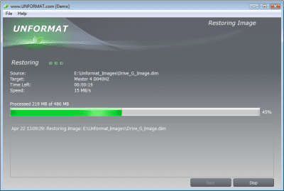 Screenshot of the application UNFORMAT - #8