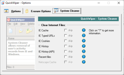 Screenshot of the application QuickWiper - #2