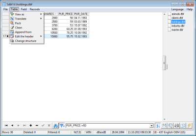 Screenshot of the application Sdbf - #2