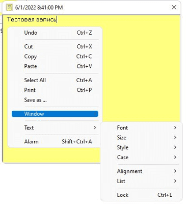 Screenshot of the application Sticky Notes Manager - #3