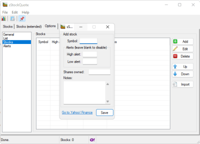 Screenshot of the application sStockQuote - #4