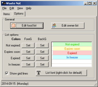 Screenshot of the application Waste Not - #2